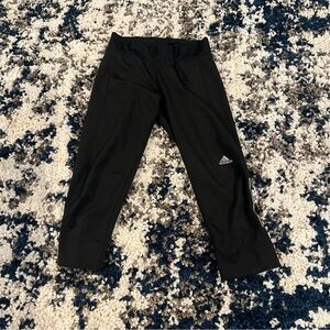 Adidas Ladies Black Cropped Running Leggings - Size Small